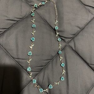 Blue rose necklace